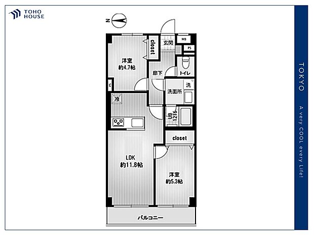 ライオンズマンション石神井公園第3(2LDK) 3階の間取り図
