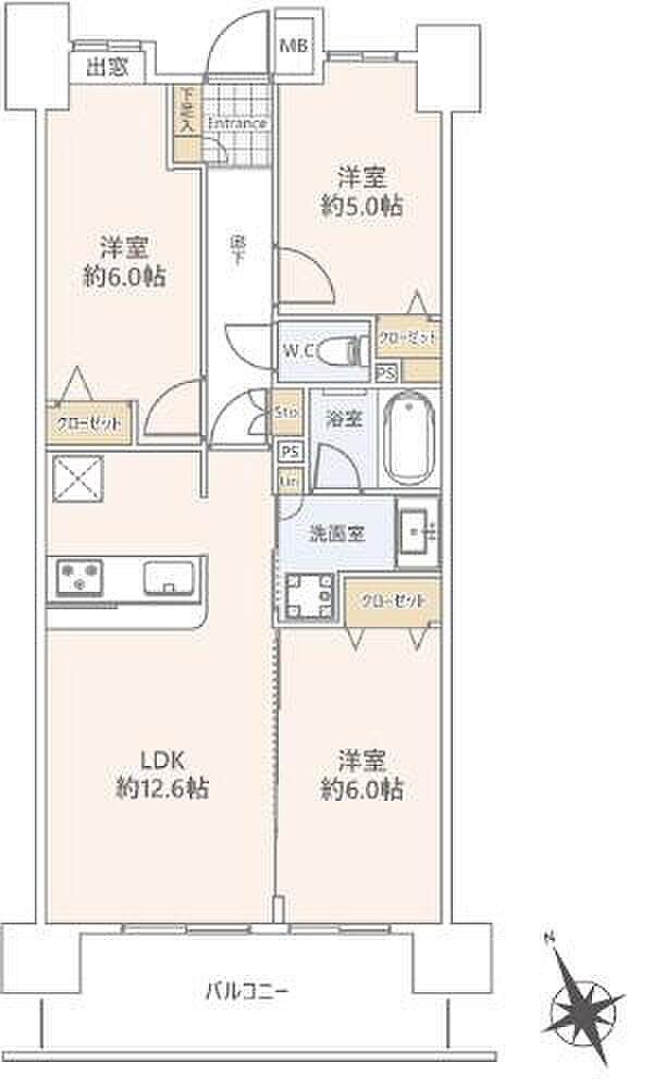 日神パレステージ船橋南(3LDK) 8階/802の間取り図