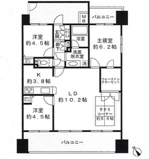 コアマンション川崎アゼリアコート(3LDK) 11階/1103の間取り図
