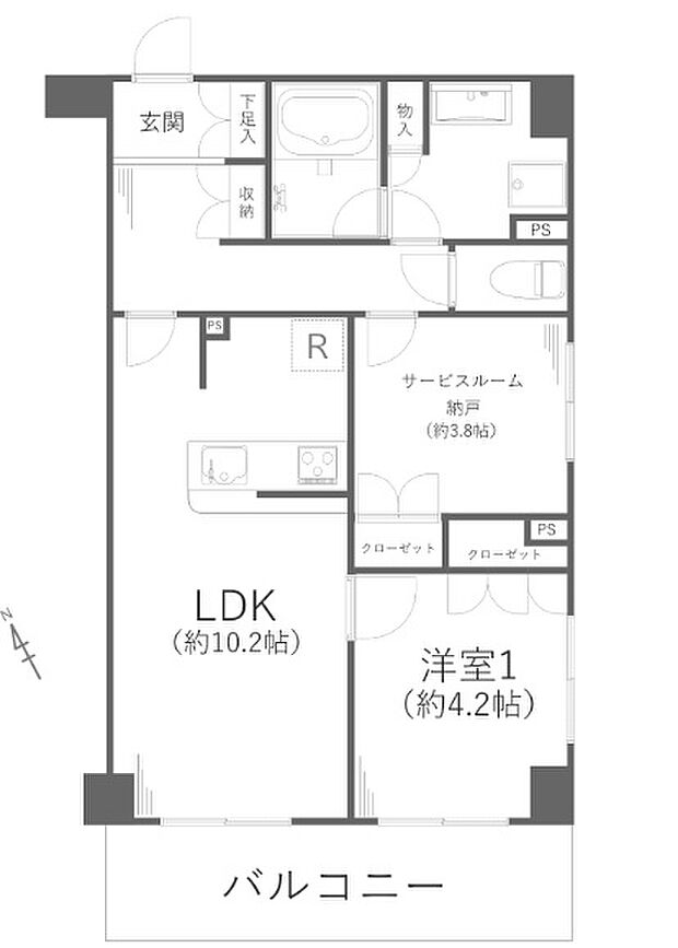 フェリーチェマーレ川崎大島(1SLDK) 5階/502の間取り図
