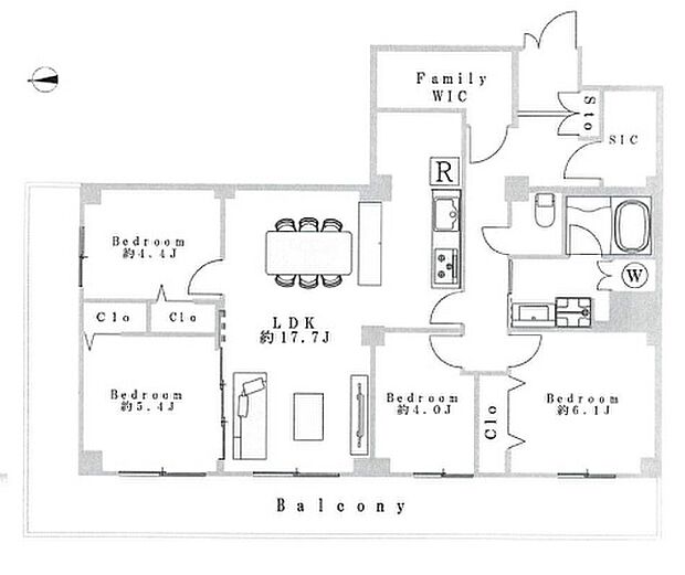 サンシティD棟(4LDK) 5階の間取り図