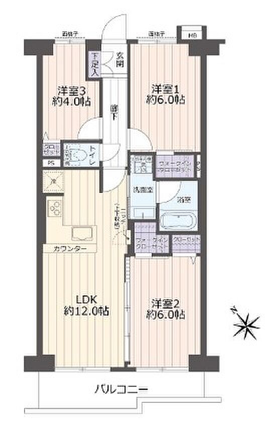 コスモ稲毛ロイヤルステージ(3LDK) 2階/205の内観