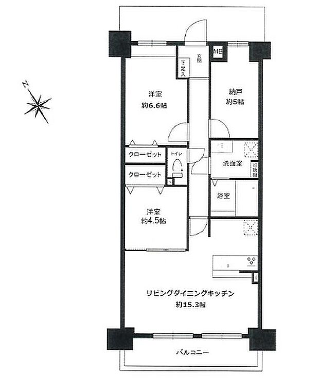 ネオハイツ鎌ヶ谷弐番館(2SLDK) 6階の内観