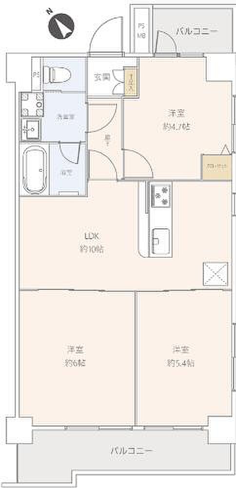 中板橋サニーコーポ(3LDK) 3階/301の間取り図