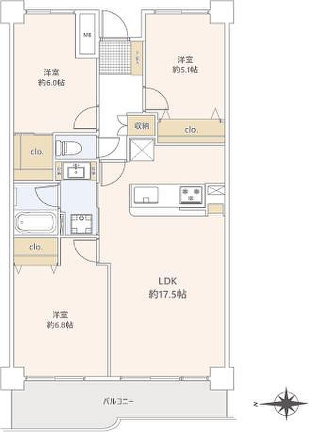 光が丘パークタウンゆりの木通り南3号棟(3LDK) 3階/304の内観