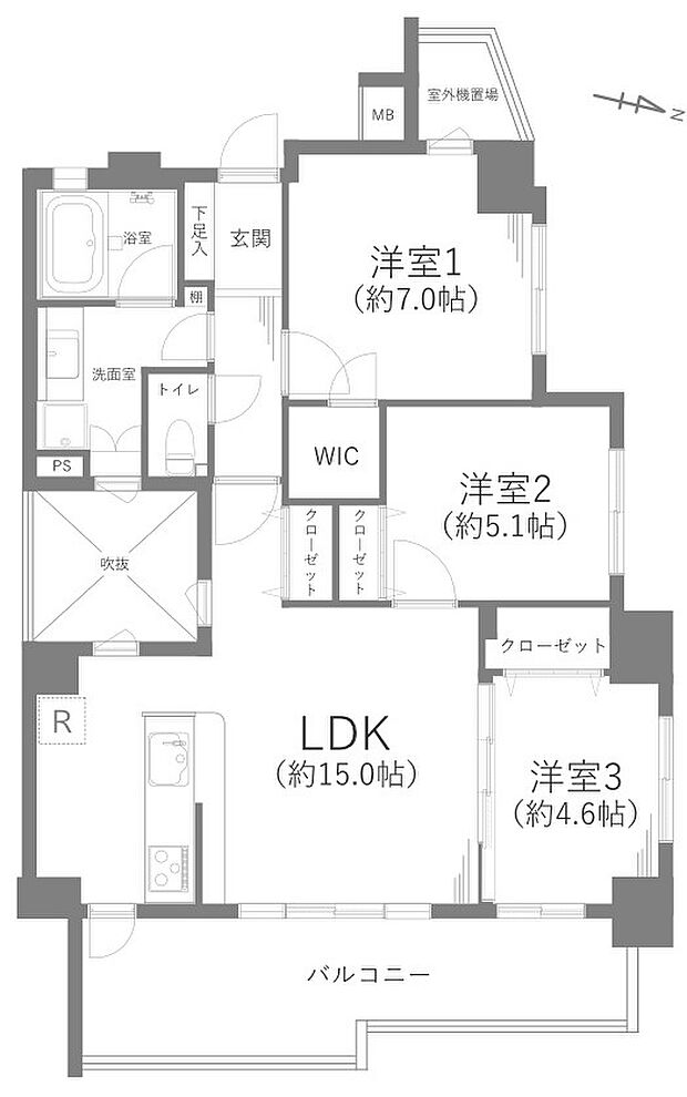 レーベンハイム竹ノ塚クラヴィス(3LDK) 5階/505の間取り図