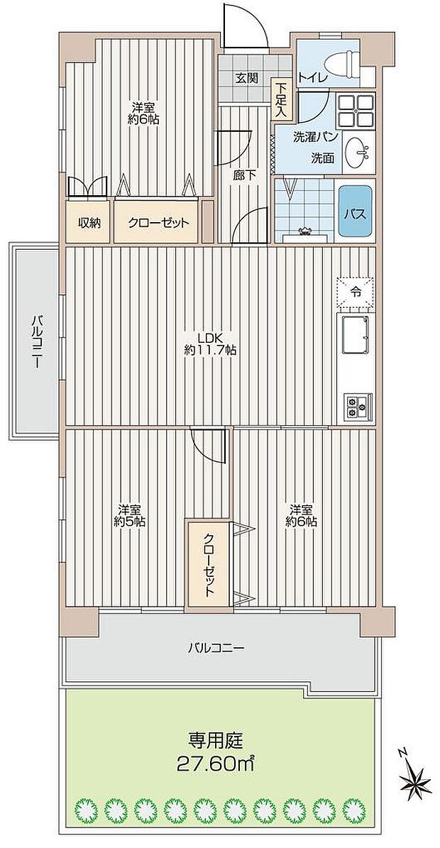 蕨ローヤルコーポ(3LDK) 1階/108の間取り図