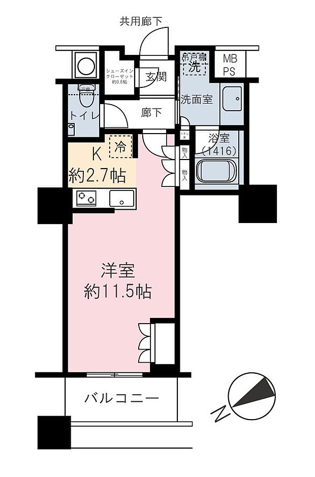 ザ・パークハウス西新宿タワー60(1R) 12階の間取り図