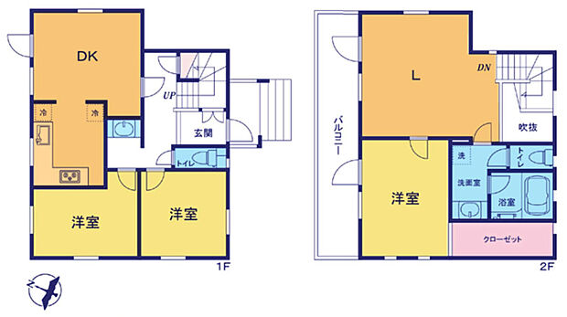 居室3部屋の3LDKです。全居室はお手入れのしやすい洋室です！