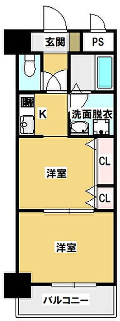 パレ・ドール萩原大分V(2K) 6階の間取り図