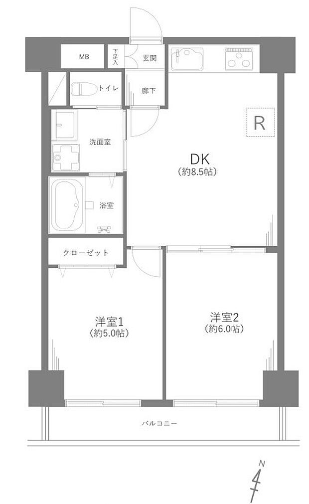 東松山マンション(2DK) 5階/505の内観