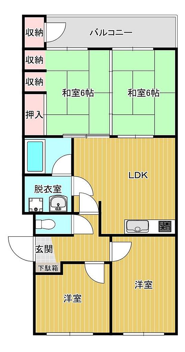 エメラルドマンション茶売B棟(4LDK) 4階の間取り図