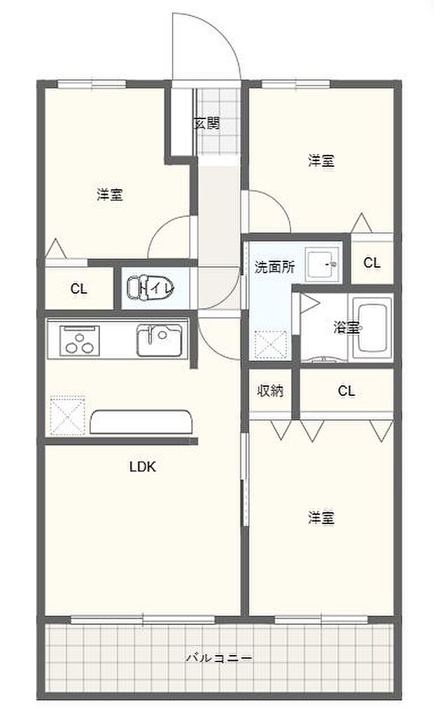 エクレール藤松(3LDK) 3階の間取り図