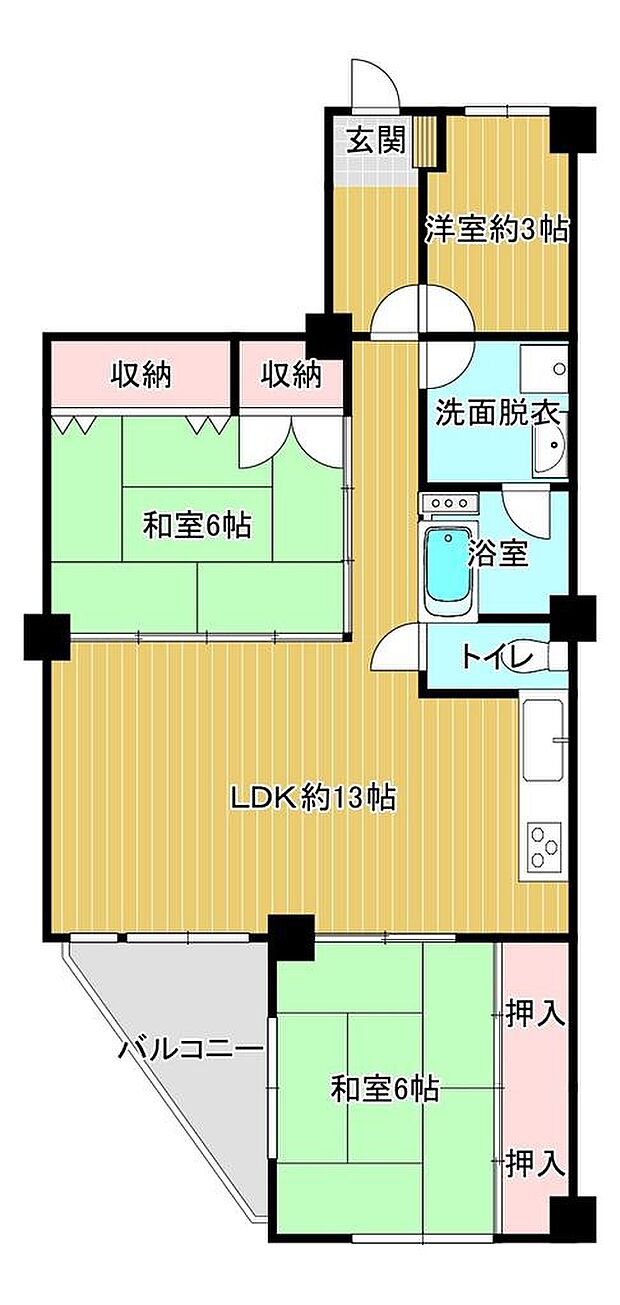 カーサ三萩野(3LDK) 4階の間取り図