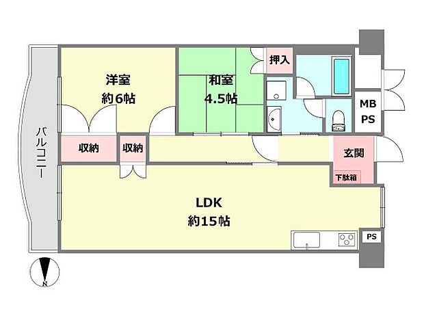 宝塚セントポリア(2LDK) 2階の間取り図