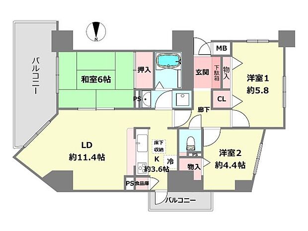 エーベル伊丹弐番館(3LDK) 1階の内観