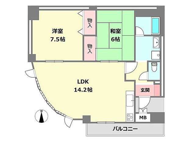 アムール宝塚花屋敷(2LDK) 1階の間取り図