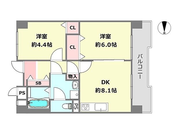 パルティ川西栄北団地(3DK) 5階の間取り図