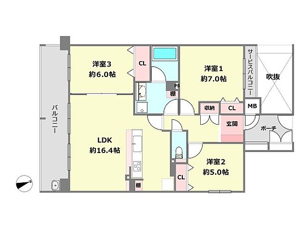 パルメーラ宝松苑(3LDK) 2階の内観