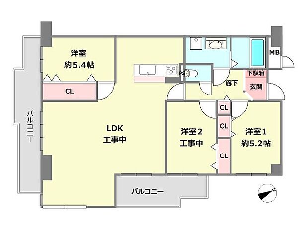 アリオ2(3LDK) 9階の間取り図