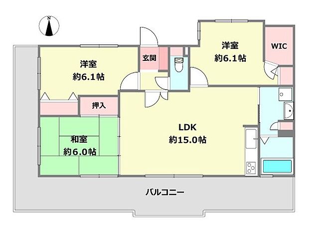 グローバル伊丹駅前(3LDK) 9階の間取り図