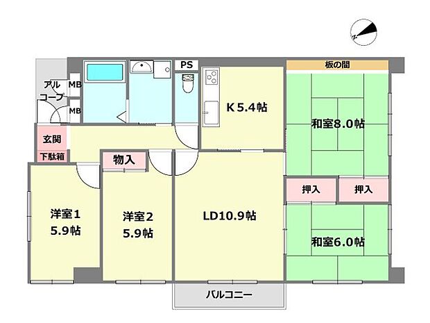 逆瀬川パークマンション(4LDK) 11階の間取り図