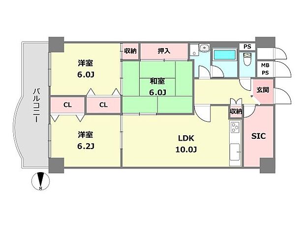 スワンハイム昆陽(3LDK) 1階の間取り図