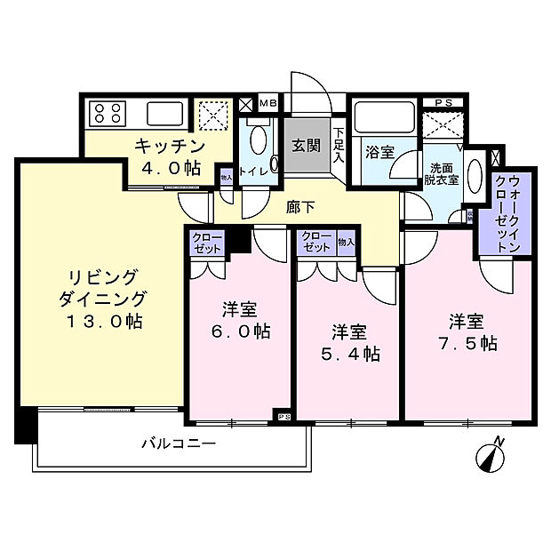マートルコート新宿若宮町(3LDK) 3階の内観