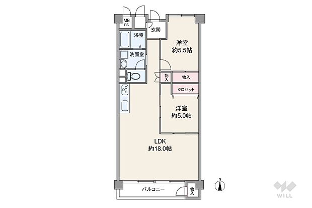 千里桃山台セントポリア(2LDK) 7階の間取り図