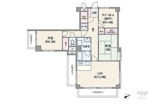 仁川グリーンハイツ(2SLDK) 2階の間取り図