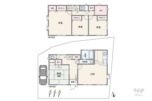 延べ床面積122.15?の4LDKで各室収納があるため居室としても使いやすい間取となっております。