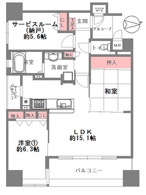 セイワパレス城東関目(2SLDK) 3階/303の間取り図