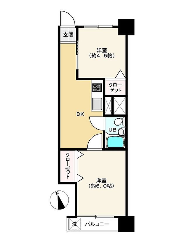 三田高島平第一コーポ(2DK) 9階の間取り図