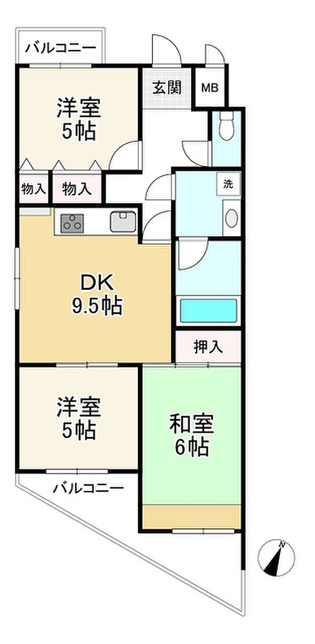 ビバリーハウス青谷弐番館(3DK) 1階の間取り図