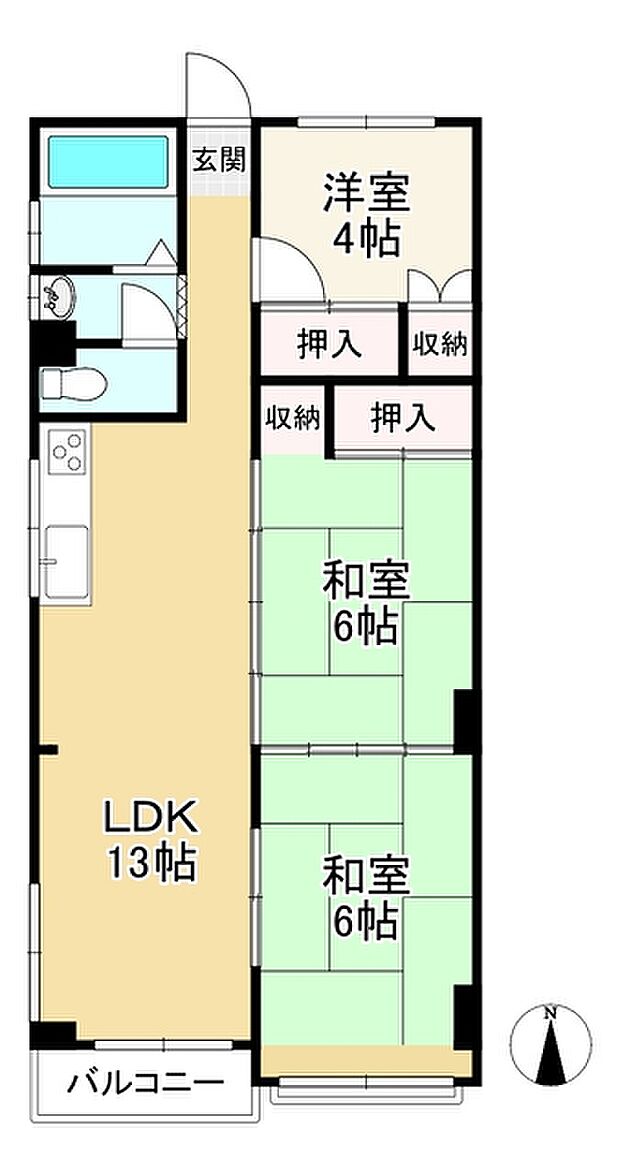 メゾン原田(3LDK) 6階の間取り図
