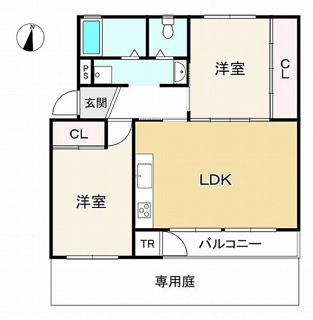渦ヶ森コーポ13号館(3DK) 1階の間取り図