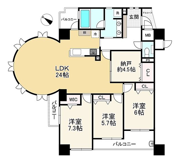 アパタワーズ神戸三宮(4LDK) 11階の間取り図