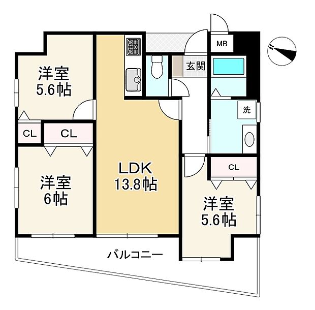 カーサ神戸下山手(3LDK) 7階の間取り図