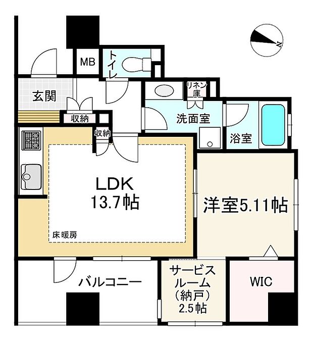 ライオンズ赤坂セントマークス(1SLDK) 5階の間取り図