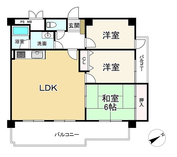 ビブレマンション箱崎(3LDK) 3階の内観