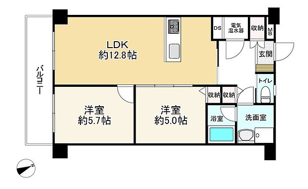 ライオンズマンション大楠(2LDK) 4階の間取り図