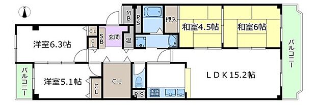 サンヴェール千里緑地公園(4LDK) 5階の間取り図