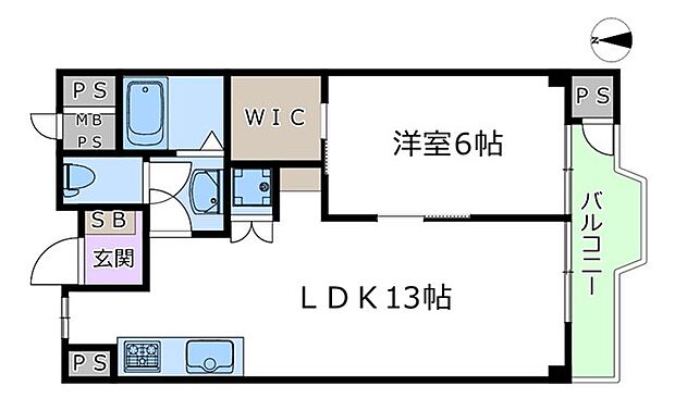 ネオハイツ江坂(1LDK) 6階の間取り図