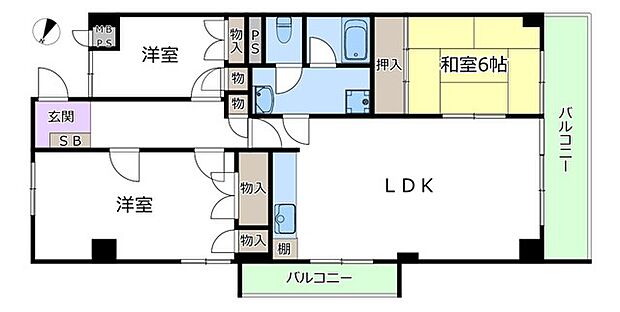 吹田コープ(3LDK) 2階/2階の間取り図