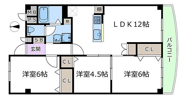 南茨木駅前ハイタウンC棟(3LDK) 11階の間取り図