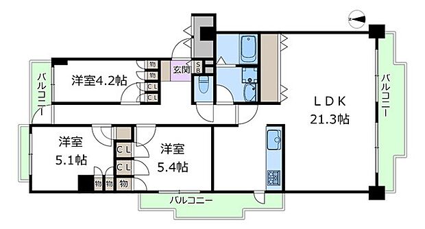 セントポリア北大阪ヴィゾン弐番館(3LDK) 12階の間取り図