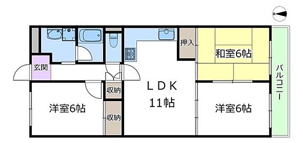 シーアイマンション千里中央(3LDK) 2階の間取り図