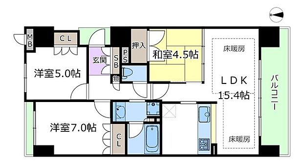 アップルガーデン茨木(3LDK) 12階の間取り図