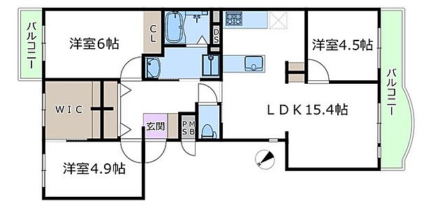 メゾン千里丘A棟(3LDK) 5階の間取り図