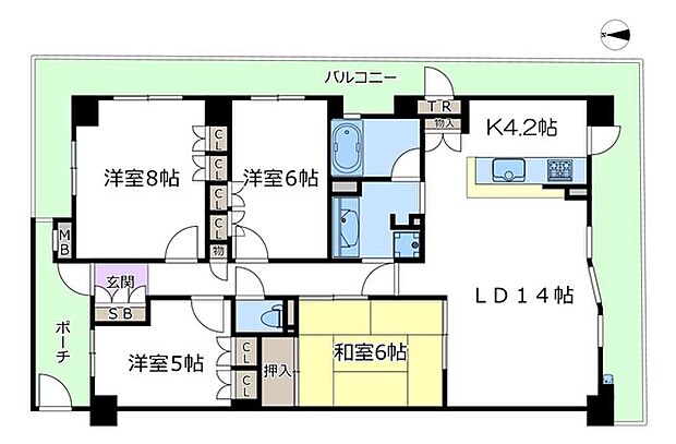 アクトステージ伊丹(4LDK) 6階の間取り図